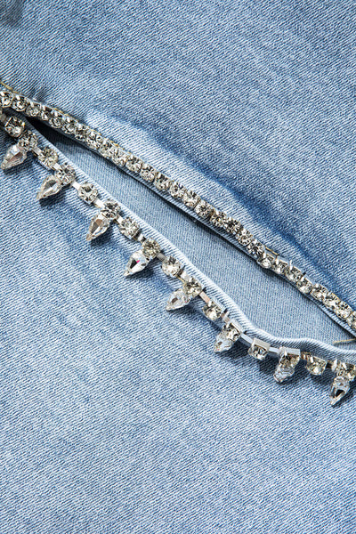 Evian Jeans Ripped Straight-Leg con Rhinestones