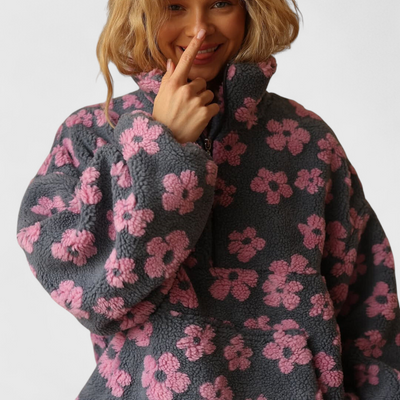 Beatriz | Sudadera polar floral con cremallera