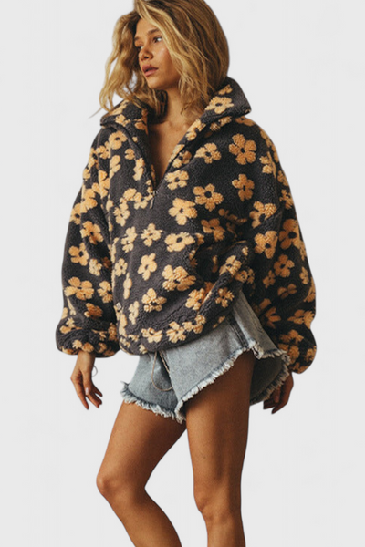 Beatriz | Sudadera polar floral con cremallera
