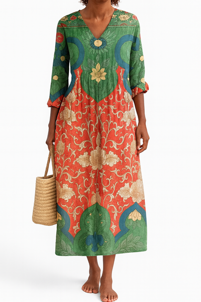 Celestina | Vestido maxi con estampado floral vintage