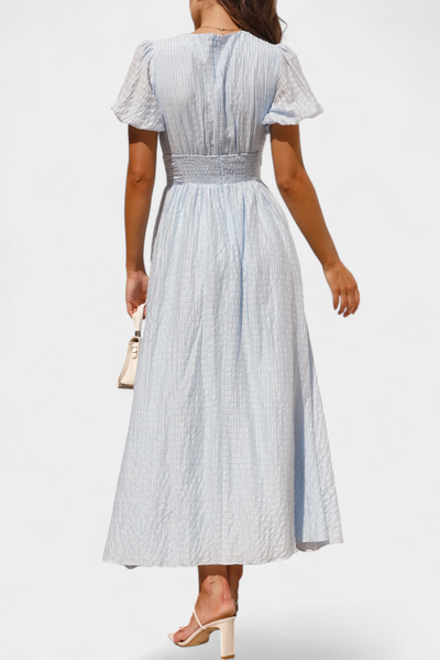 Mélia Vestido Maxi con Escote en V y Mangas Abullonadas