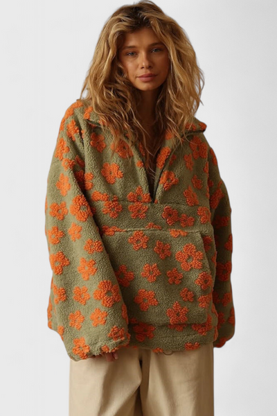 Beatriz | Sudadera polar floral con cremallera