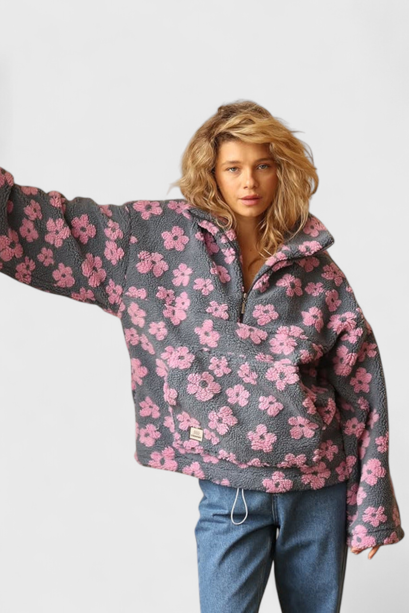 Beatriz | Sudadera polar floral con cremallera