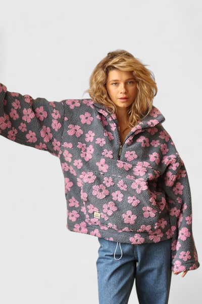 Beatriz | Sudadera polar floral con cremallera