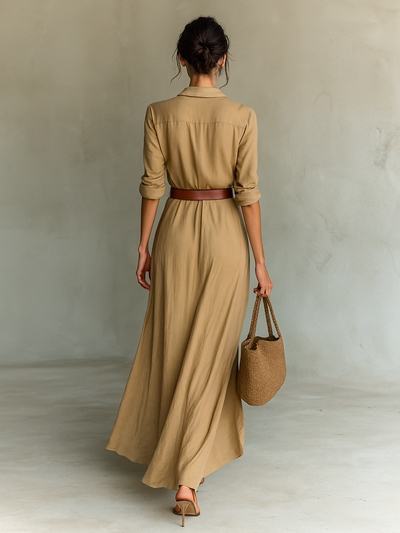 Zaira | Vestido Maxi Largo con Cuello Invertido