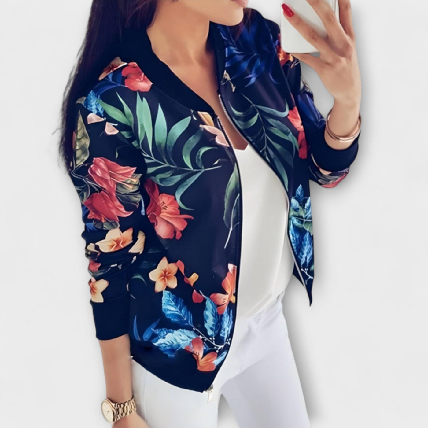 Kaelin - Chaqueta bomber elegante con estampado de flores