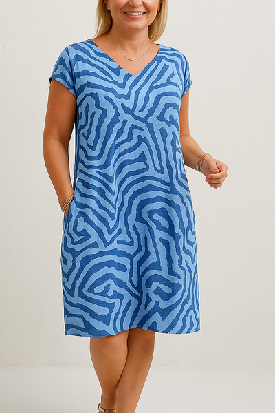Nelia™ - Vestido de verano con cuello redondo y bonito estampado.