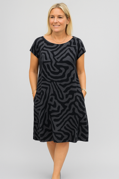 Nelia™ - Vestido de verano con cuello redondo y bonito estampado.